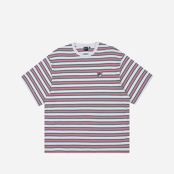 Camisetas Fila Mulher Branco - Fila Line 3 Striped S/S Portugal Lojas,LTYW-17693